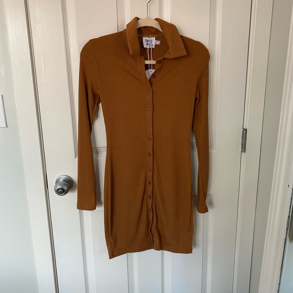 Princess Polly Collared Brown Mini Dress - Picture 3 of 3